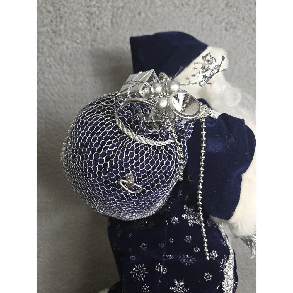 Vtg‎ San Francisco Music Box Co Christmas Santa Figurine Blue Velvet Plays